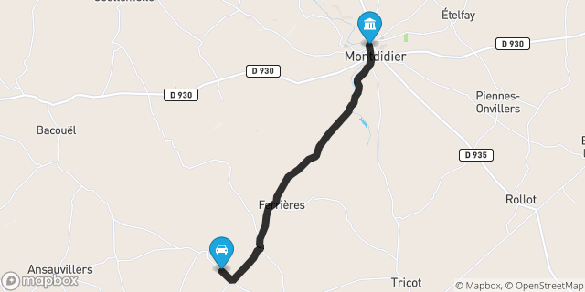 Itinéraire vers Montdidier