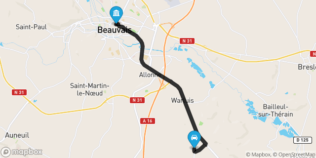 Itinéraire vers Beauvais