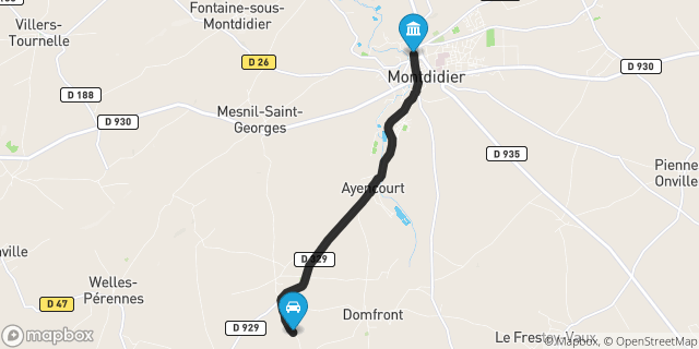 Itinéraire vers Montdidier
