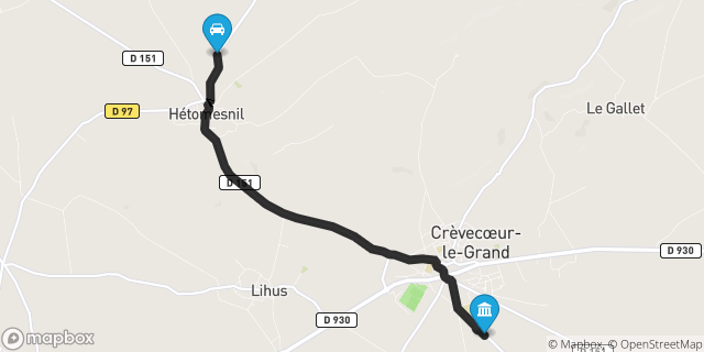 Itinéraire vers Crèvecoeur-le-Grand