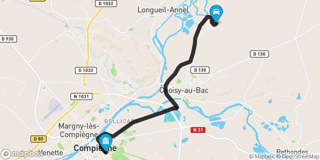 Itinéraire vers Compiègne