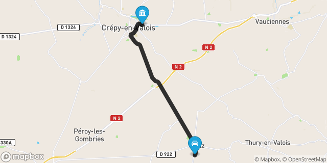Itinéraire vers Crépy-en-Valois