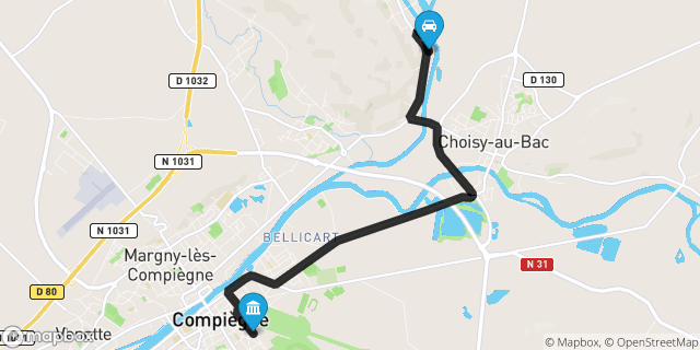 Itinéraire vers Compiègne