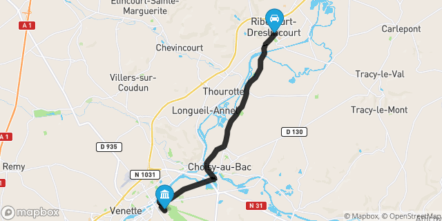Itinéraire vers Compiègne