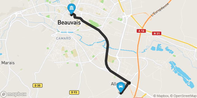 Itinéraire vers Beauvais