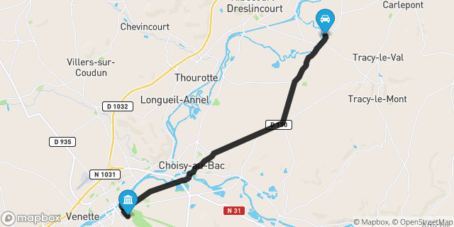 Itinéraire vers Compiègne
