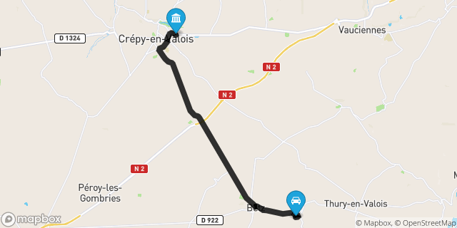 Itinéraire vers Crépy-en-Valois