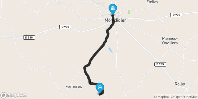 Itinéraire vers Montdidier