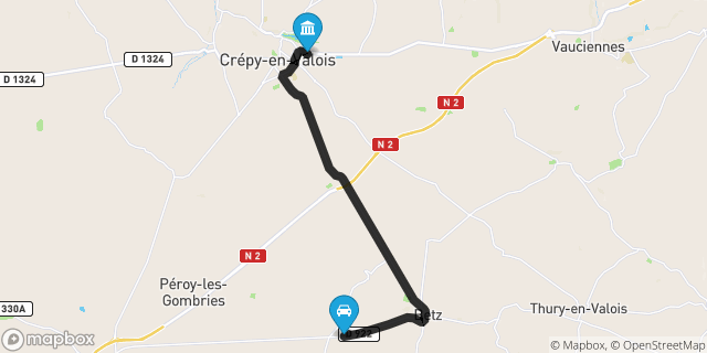 Itinéraire vers Crépy-en-Valois