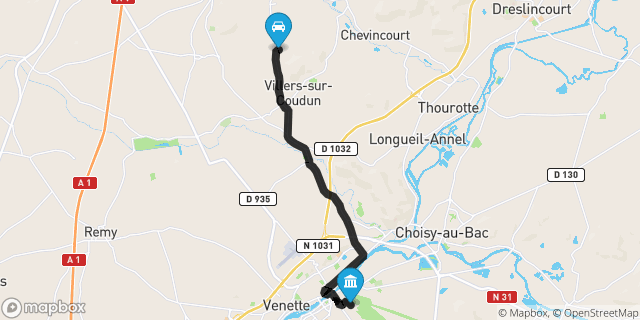 Itinéraire vers Compiègne
