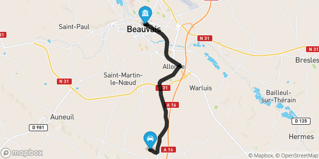 Itinéraire vers Beauvais