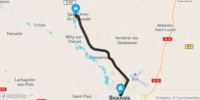 Itinéraire vers Beauvais