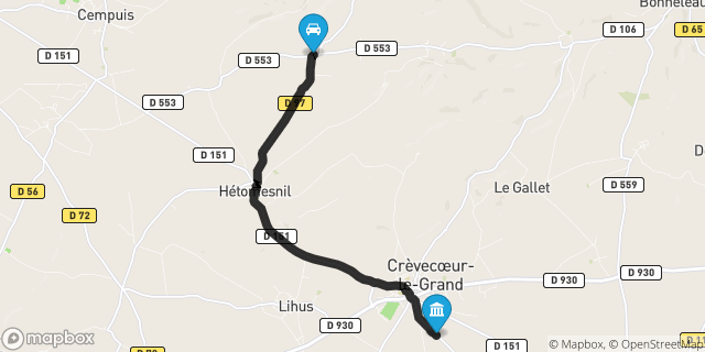 Itinéraire vers Crèvecoeur-le-Grand