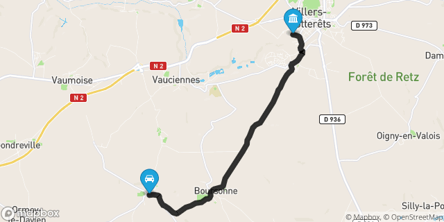 Itinéraire vers Villers-Cotterêts