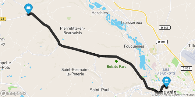 Itinéraire vers Beauvais