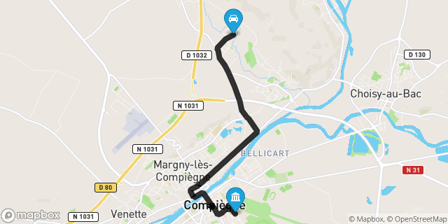 Itinéraire vers Compiègne