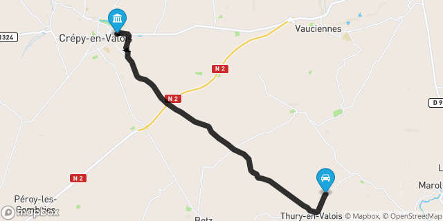 Itinéraire vers Crépy-en-Valois