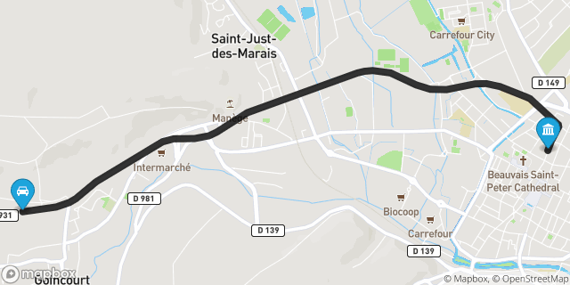 Itinéraire vers Beauvais