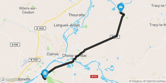 Itinéraire vers Compiègne