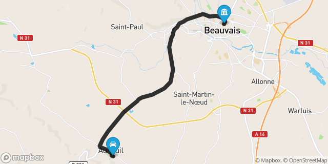 Itinéraire vers Beauvais