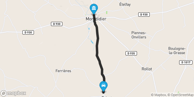 Itinéraire vers Montdidier