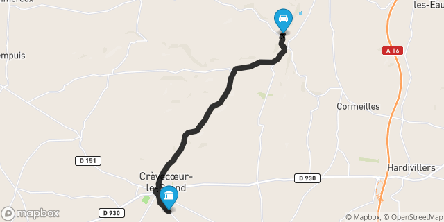 Itinéraire vers Crèvecoeur-le-Grand