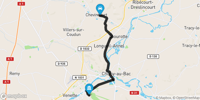 Itinéraire vers Compiègne