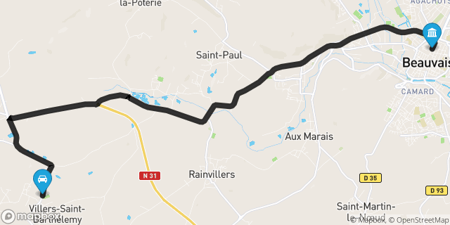 Itinéraire vers Beauvais