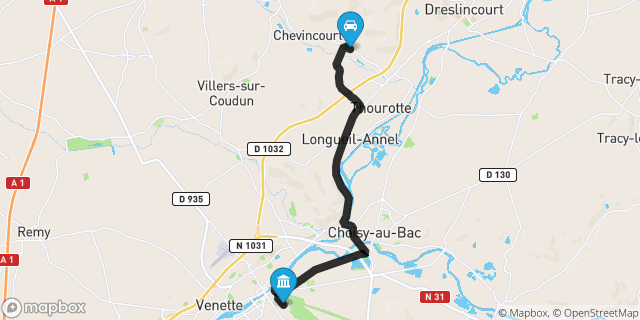 Itinéraire vers Compiègne