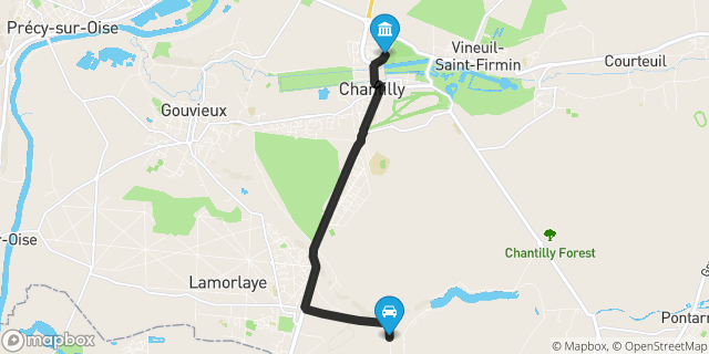 Itinéraire vers Chantilly