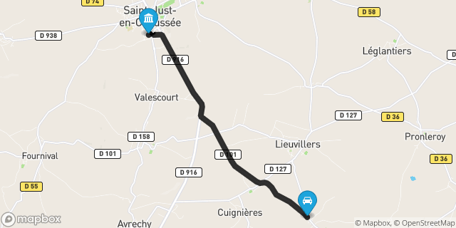 Itinéraire vers Saint-Just-en-Chaussée