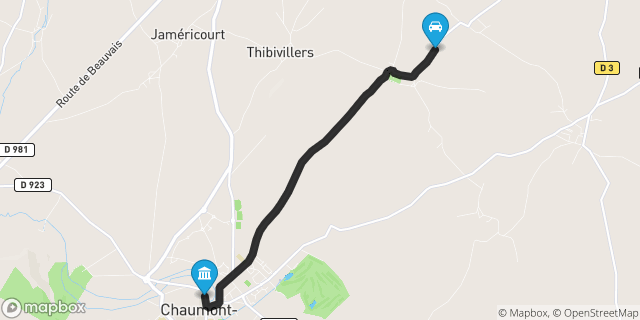 Itinéraire vers Chaumont-en-Vexin