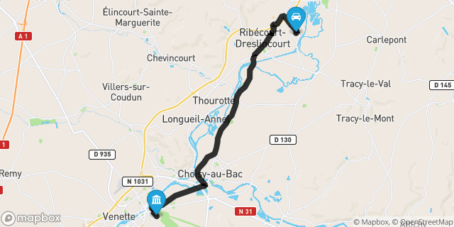 Itinéraire vers Compiègne
