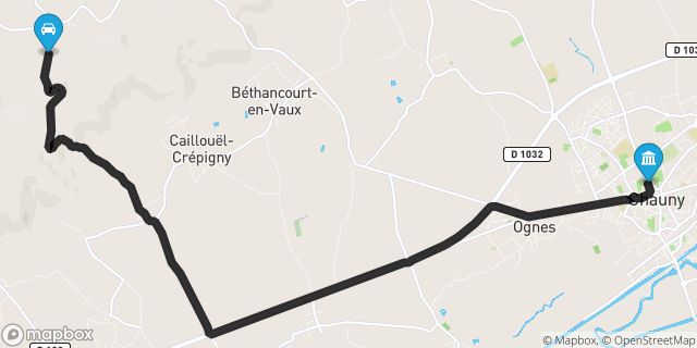 Itinéraire vers Chauny