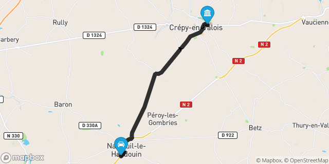 Itinéraire vers Crépy-en-Valois