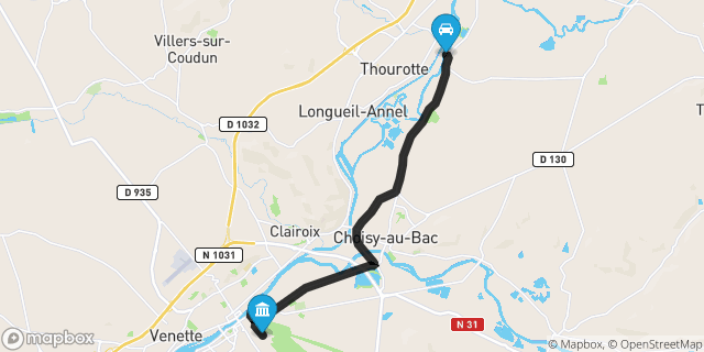 Itinéraire vers Compiègne
