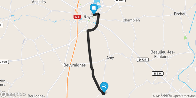 Itinéraire vers Roye