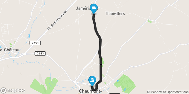Itinéraire vers Chaumont-en-Vexin