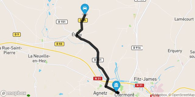Itinéraire vers Clermont