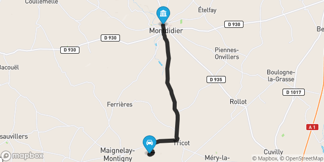 Itinéraire vers Montdidier