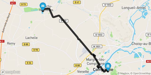 Itinéraire vers Compiègne
