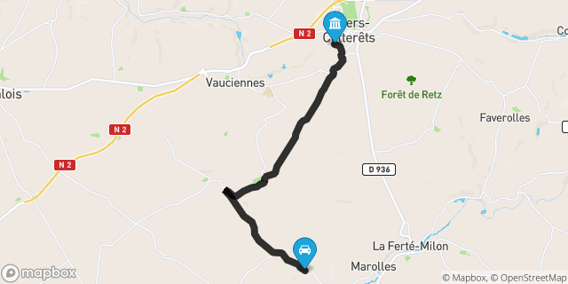 Itinéraire vers Villers-Cotterêts