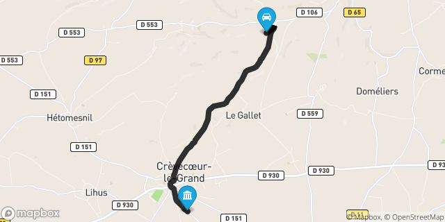 Itinéraire vers Crèvecoeur-le-Grand