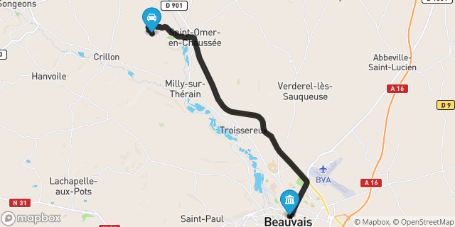 Itinéraire vers Beauvais
