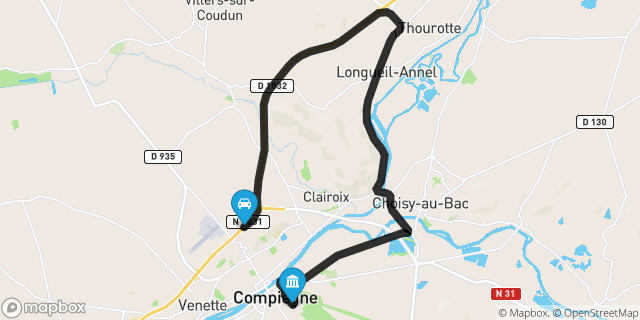 Itinéraire vers Compiègne