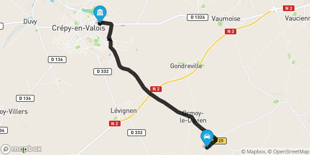Itinéraire vers Crépy-en-Valois
