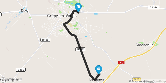 Itinéraire vers Crépy-en-Valois