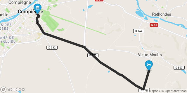Itinéraire vers Compiègne