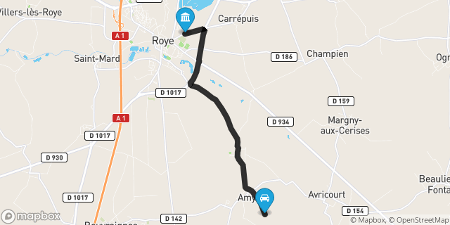 Itinéraire vers Roye