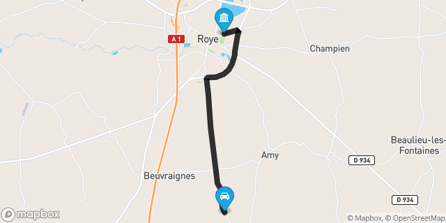 Itinéraire vers Roye